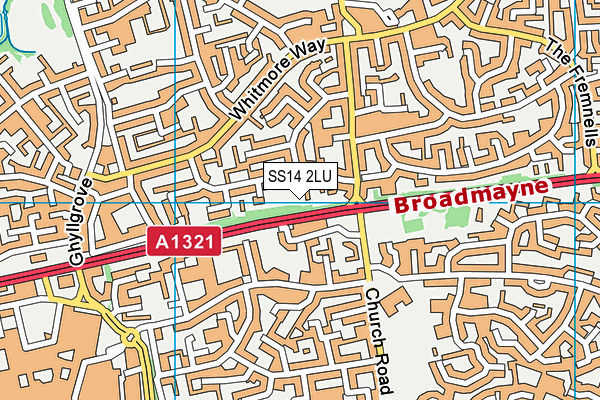 SS14 2LU map - OS VectorMap District (Ordnance Survey)