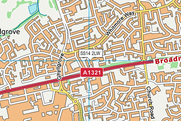 SS14 2LW map - OS VectorMap District (Ordnance Survey)