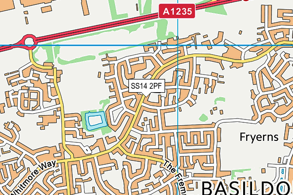 SS14 2PF map - OS VectorMap District (Ordnance Survey)