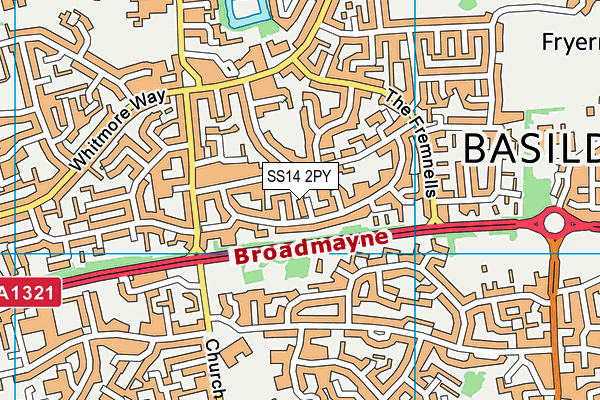 SS14 2PY map - OS VectorMap District (Ordnance Survey)