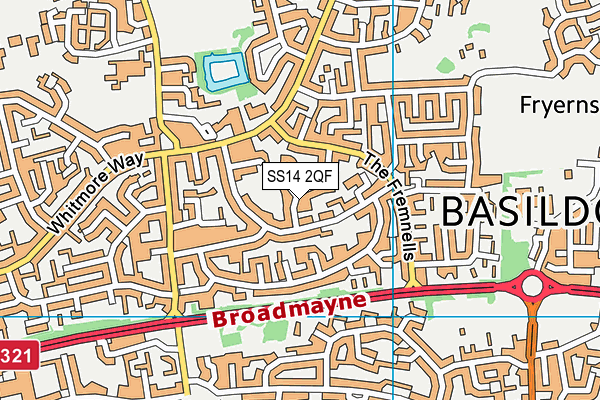 SS14 2QF map - OS VectorMap District (Ordnance Survey)
