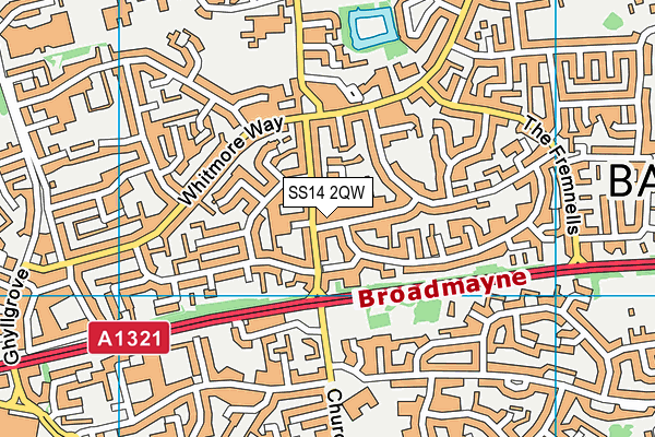 SS14 2QW map - OS VectorMap District (Ordnance Survey)
