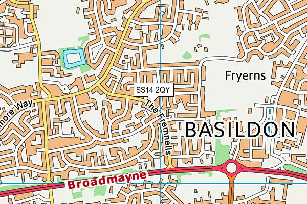 SS14 2QY map - OS VectorMap District (Ordnance Survey)