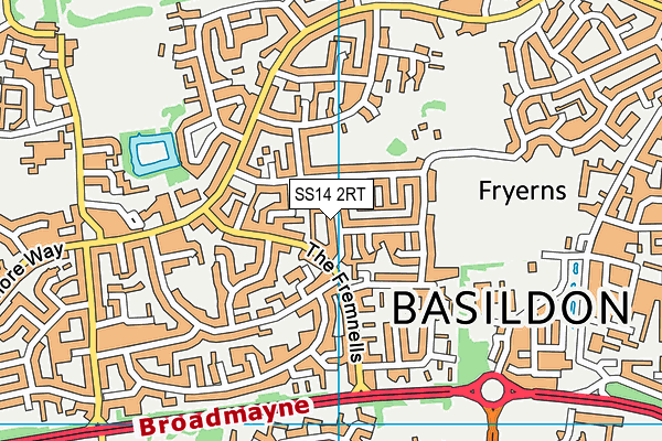 SS14 2RT map - OS VectorMap District (Ordnance Survey)