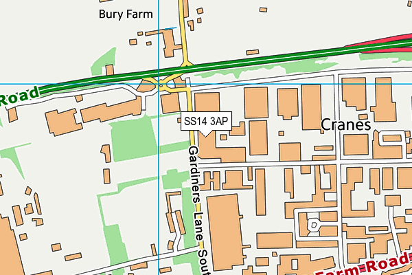 Basildon Post Office Club map (SS14 3AP) - OS VectorMap District (Ordnance Survey)