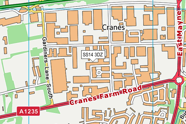 SS14 3DZ map - OS VectorMap District (Ordnance Survey)