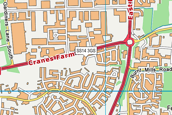 SS14 3GS map - OS VectorMap District (Ordnance Survey)