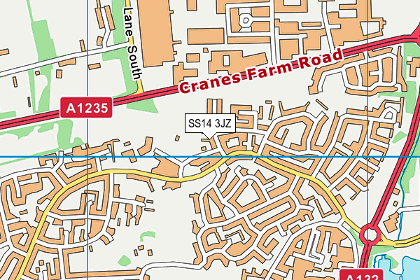 SS14 3JZ map - OS VectorMap District (Ordnance Survey)