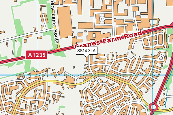 SS14 3LA map - OS VectorMap District (Ordnance Survey)