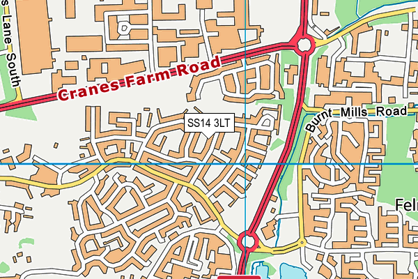 SS14 3LT map - OS VectorMap District (Ordnance Survey)