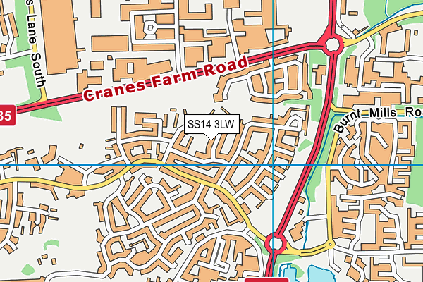 SS14 3LW map - OS VectorMap District (Ordnance Survey)