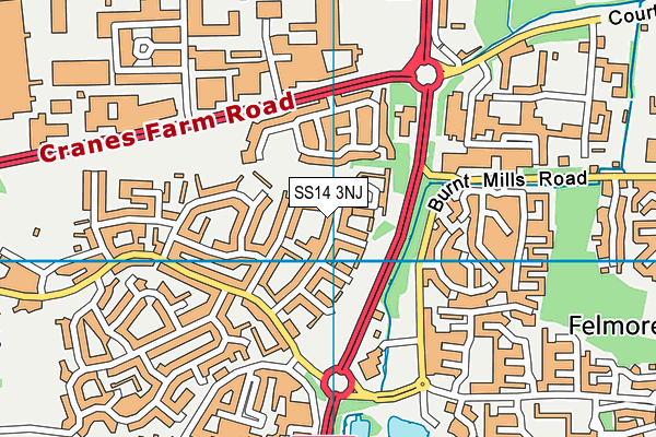 SS14 3NJ map - OS VectorMap District (Ordnance Survey)