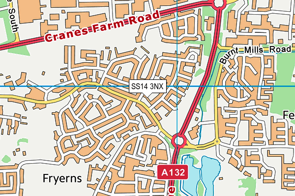 SS14 3NX map - OS VectorMap District (Ordnance Survey)