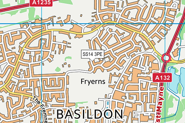 SS14 3PE map - OS VectorMap District (Ordnance Survey)