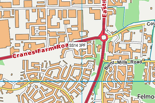 SS14 3PF map - OS VectorMap District (Ordnance Survey)