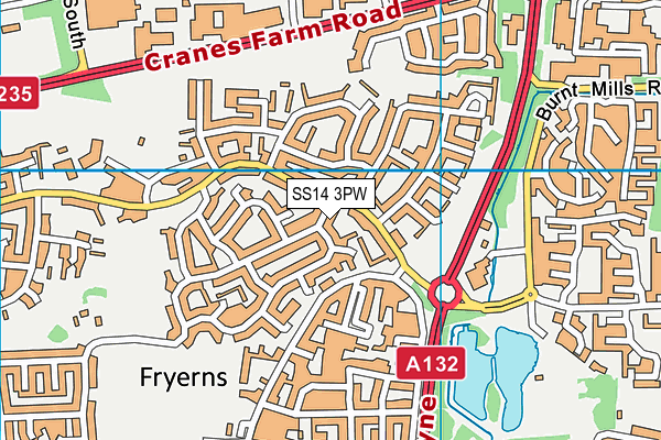 SS14 3PW map - OS VectorMap District (Ordnance Survey)