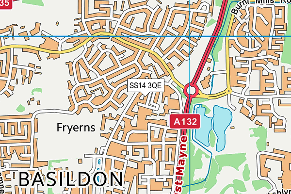 SS14 3QE map - OS VectorMap District (Ordnance Survey)