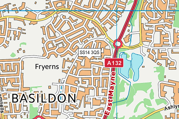 SS14 3QS map - OS VectorMap District (Ordnance Survey)