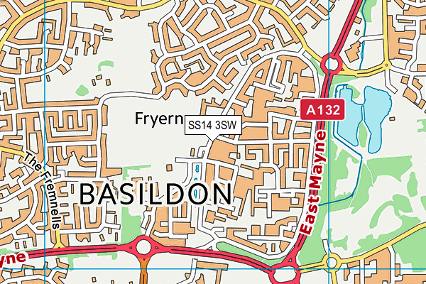 SS14 3SW map - OS VectorMap District (Ordnance Survey)