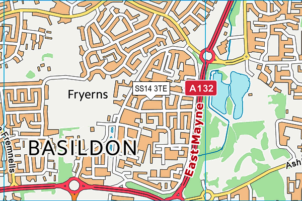 SS14 3TE map - OS VectorMap District (Ordnance Survey)