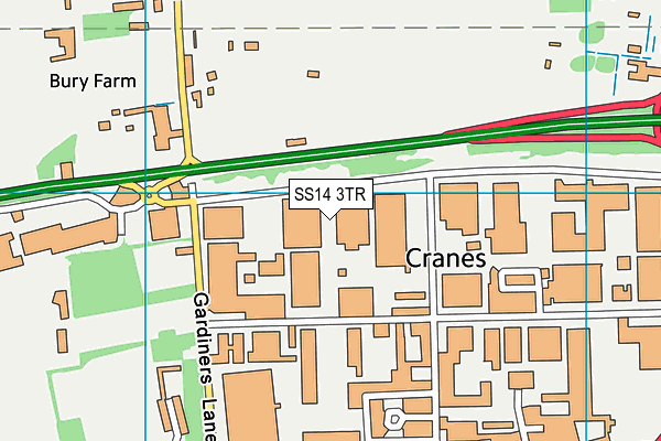 SS14 3TR map - OS VectorMap District (Ordnance Survey)