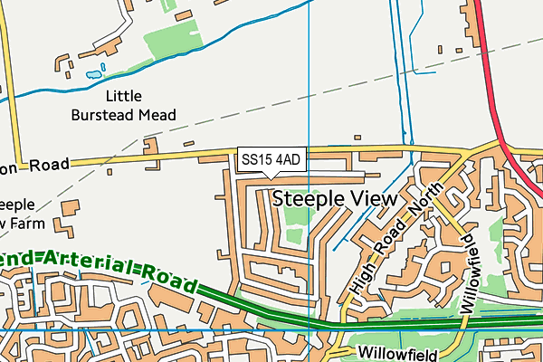 SS15 4AD map - OS VectorMap District (Ordnance Survey)