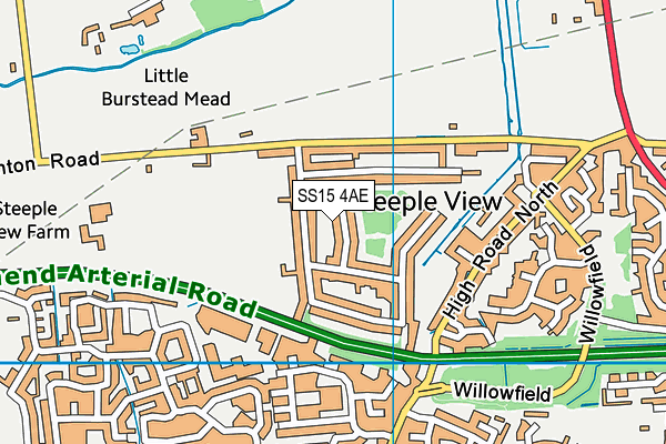 SS15 4AE map - OS VectorMap District (Ordnance Survey)