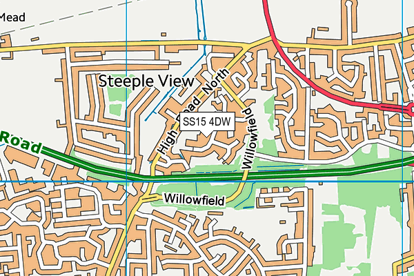 SS15 4DW map - OS VectorMap District (Ordnance Survey)