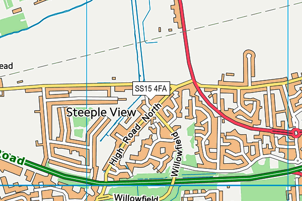 SS15 4FA map - OS VectorMap District (Ordnance Survey)