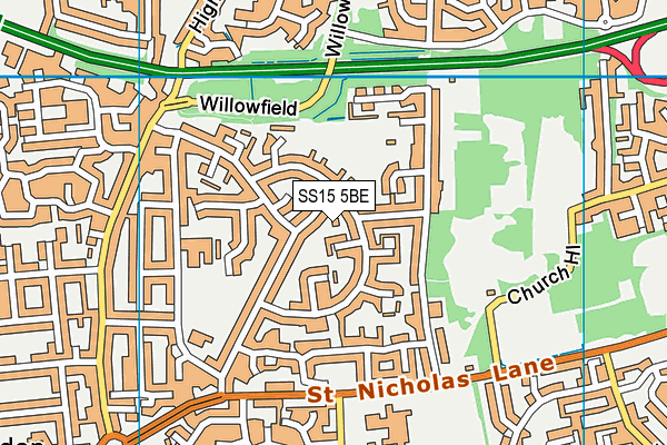 SS15 5BE map - OS VectorMap District (Ordnance Survey)