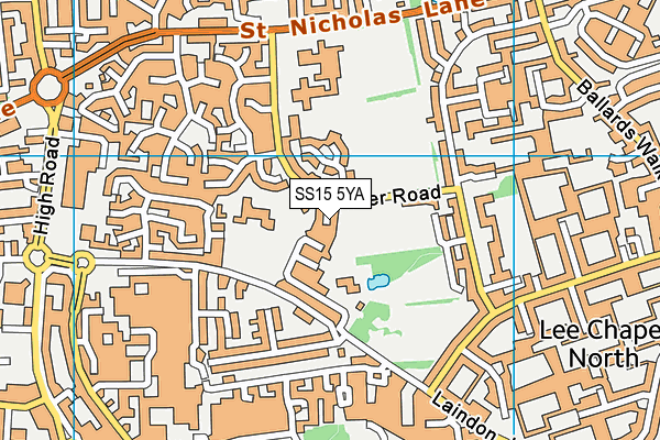 SS15 5YA map - OS VectorMap District (Ordnance Survey)