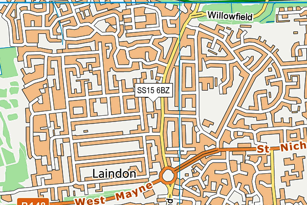 SS15 6BZ map - OS VectorMap District (Ordnance Survey)