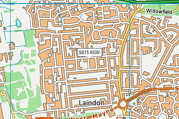 SS15 6GW map - OS VectorMap District (Ordnance Survey)