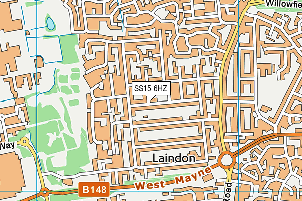 SS15 6HZ map - OS VectorMap District (Ordnance Survey)