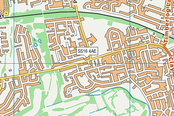 SS16 4AE map - OS VectorMap District (Ordnance Survey)