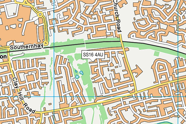 SS16 4AU map - OS VectorMap District (Ordnance Survey)