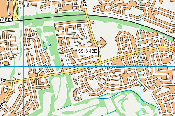 SS16 4BE map - OS VectorMap District (Ordnance Survey)
