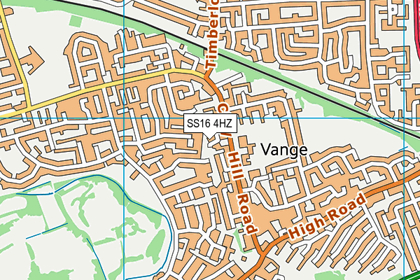 SS16 4HZ map - OS VectorMap District (Ordnance Survey)