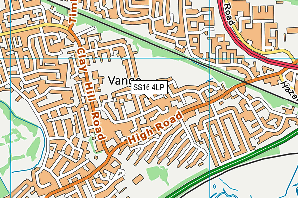 SS16 4LP map - OS VectorMap District (Ordnance Survey)