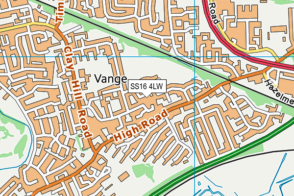 SS16 4LW map - OS VectorMap District (Ordnance Survey)