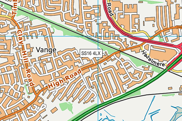 SS16 4LX map - OS VectorMap District (Ordnance Survey)