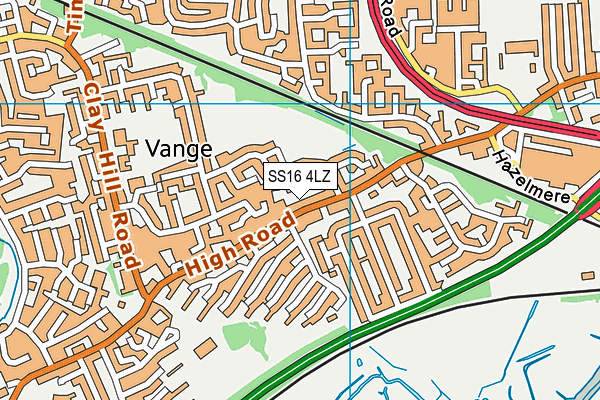 SS16 4LZ map - OS VectorMap District (Ordnance Survey)