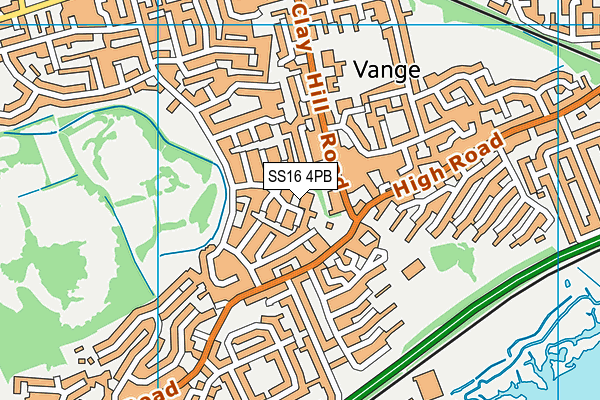SS16 4PB map - OS VectorMap District (Ordnance Survey)
