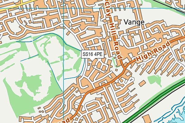 SS16 4PE map - OS VectorMap District (Ordnance Survey)
