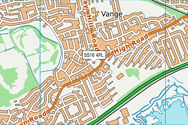 SS16 4PL map - OS VectorMap District (Ordnance Survey)