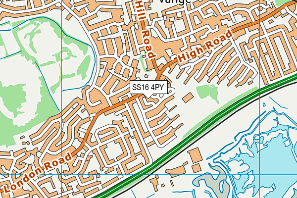 SS16 4PY map - OS VectorMap District (Ordnance Survey)