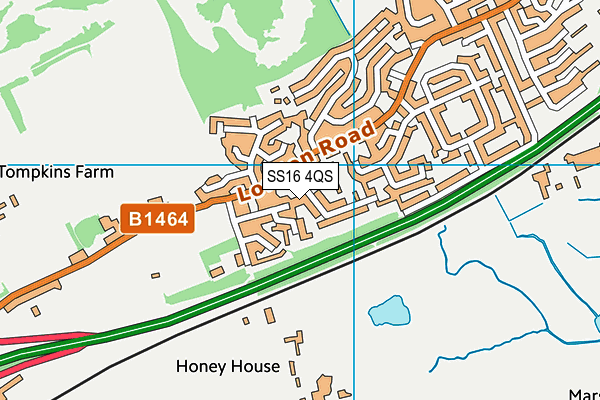 SS16 4QS map - OS VectorMap District (Ordnance Survey)