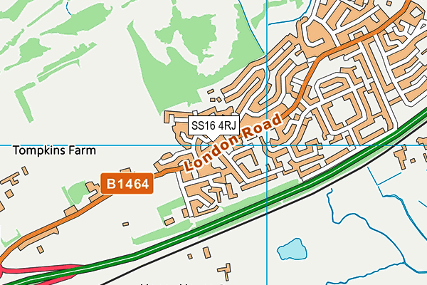 SS16 4RJ map - OS VectorMap District (Ordnance Survey)