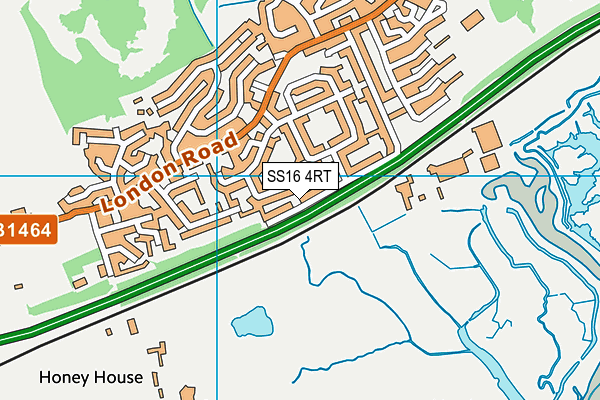 SS16 4RT map - OS VectorMap District (Ordnance Survey)