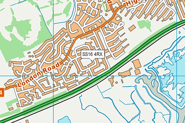 SS16 4RX map - OS VectorMap District (Ordnance Survey)
